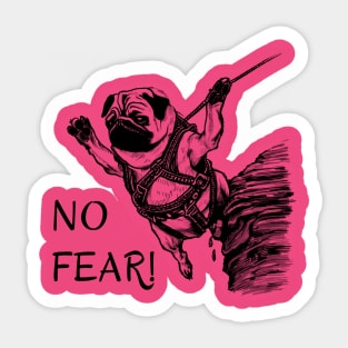 No Fear - Pug Rock Climber Sticker